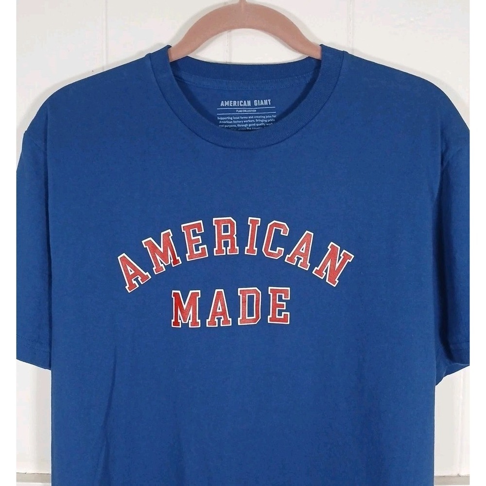 American Giant Shirt Flag Collection Graphic Tee Men's Large Blue Made in USA SS